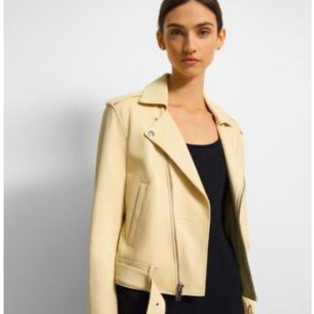 Theory Casual Moto Jacket in Leather